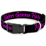 Plastic Clip Collar - Haters Gonna Hate w/Gem Black/Fuchsia Plastic Clip Collars Buckle-Down