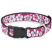 Plastic Clip Collar - Hibiscus Neon Pink/White Plastic Clip Collars Buckle-Down