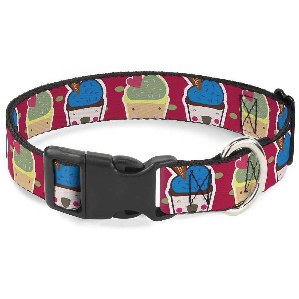 Plastic Clip Collar - Happy Cupcakes/Dots Pink/Green Plastic Clip Collars Buckle-Down