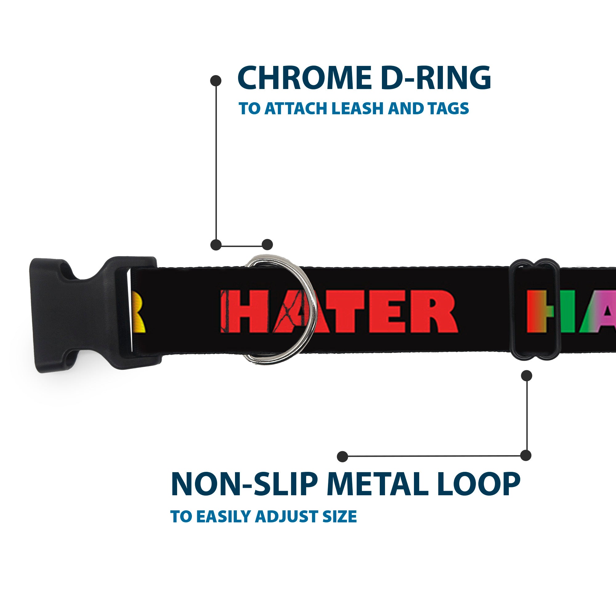 Plastic Clip Collar - HATER Black/Red/Rainbow Fade Plastic Clip Collars Buckle-Down