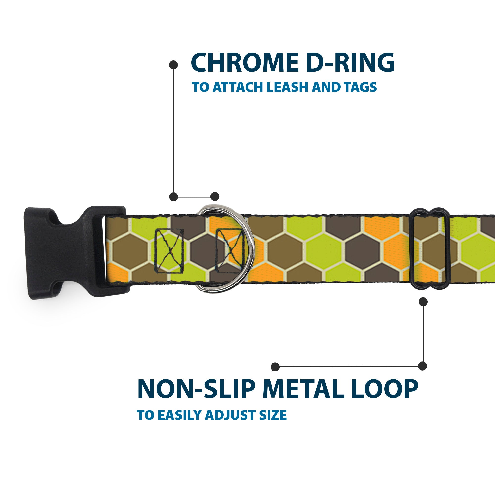 Plastic Clip Collar - Honeycomb Greens/Orange Plastic Clip Collars Buckle-Down