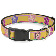 Plastic Clip Collar - Hibiscus w/Stripes Gold/Multi Pastel Plastic Clip Collars Buckle-Down