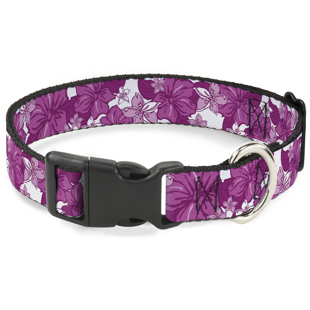 Plastic Clip Collar - Hibiscus Collage White/Pinks Plastic Clip Collars Buckle-Down