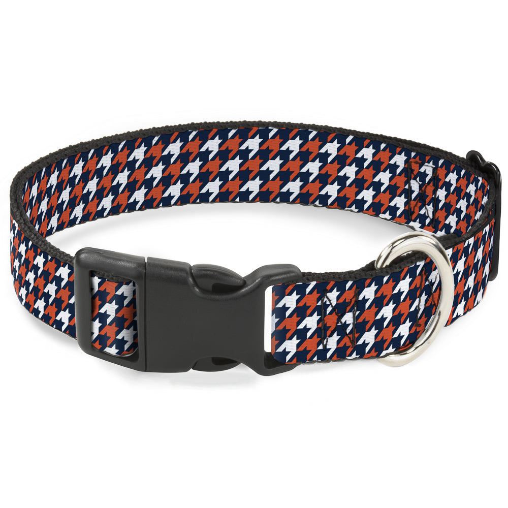 Plastic Clip Collar - Houndstooth Navy/Orange/White Plastic Clip Collars Buckle-Down