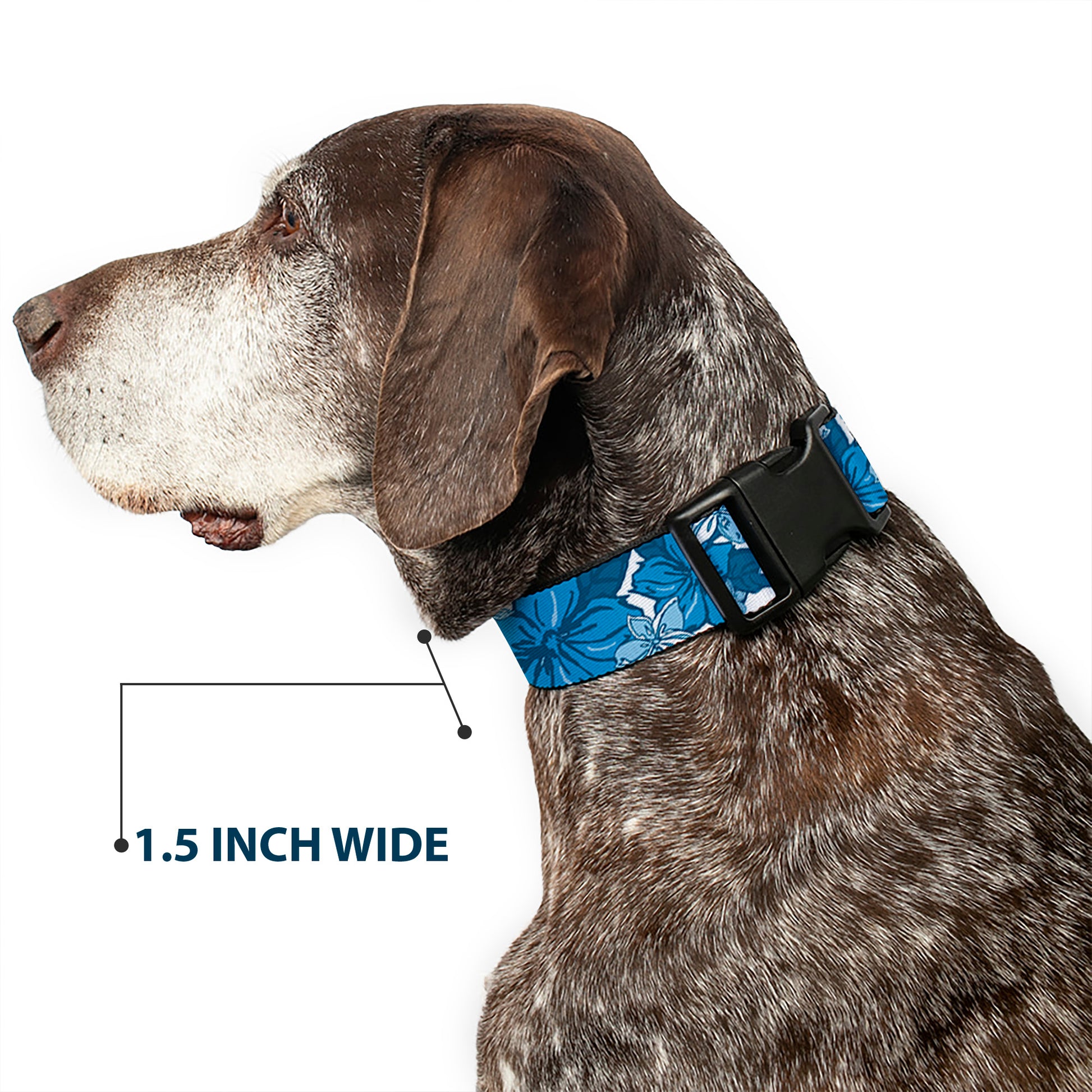 Plastic Clip Collar - Hibiscus Collage White/Blues Plastic Clip Collars Buckle-Down