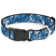Plastic Clip Collar - Hibiscus Collage White/Blues Plastic Clip Collars Buckle-Down