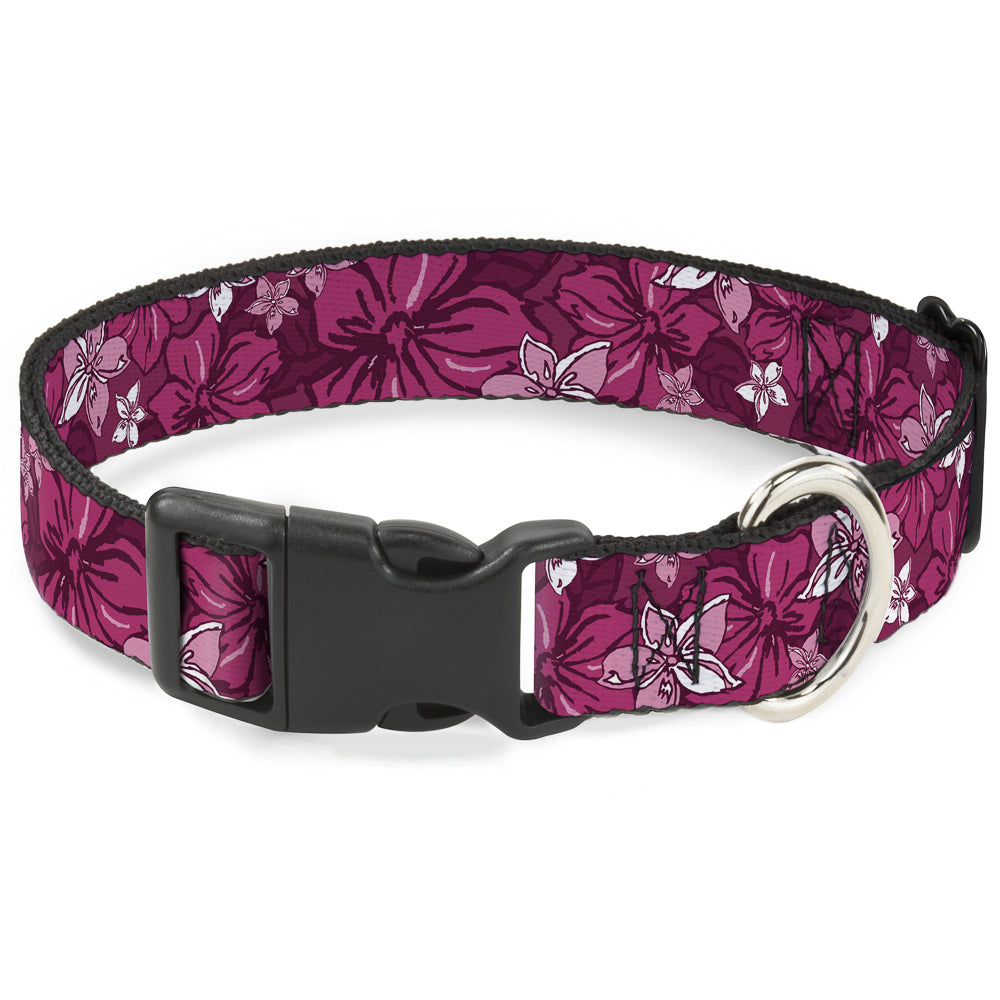 Plastic Clip Collar - Hibiscus Collage Pink Shades Plastic Clip Collars Buckle-Down