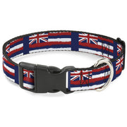 Plastic Clip Collar - Hawaii Flags Weathered Blue/Red/White Plastic Clip Collars Buckle-Down