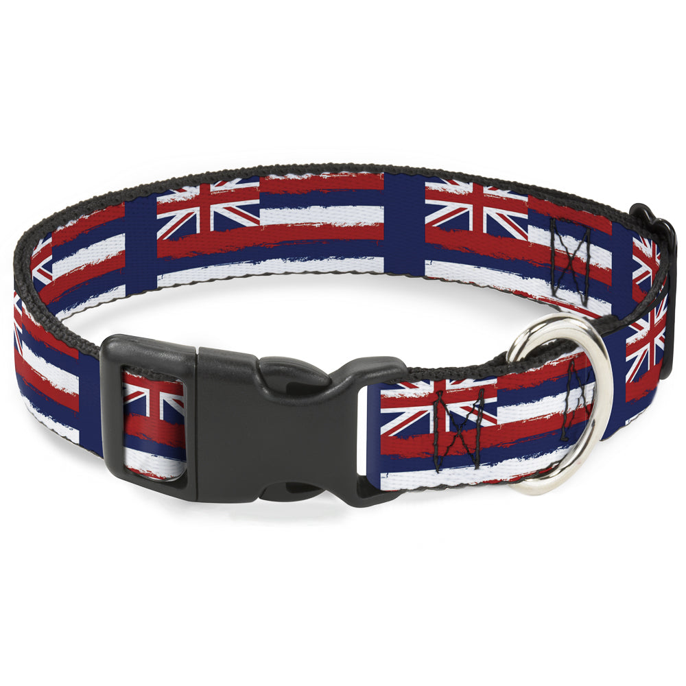 Plastic Clip Collar - Hawaii Flags Weathered Blue/Red/White Plastic Clip Collars Buckle-Down