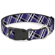 Plastic Clip Collar - Houndstooth Gray/Purple/White Plastic Clip Collars Buckle-Down