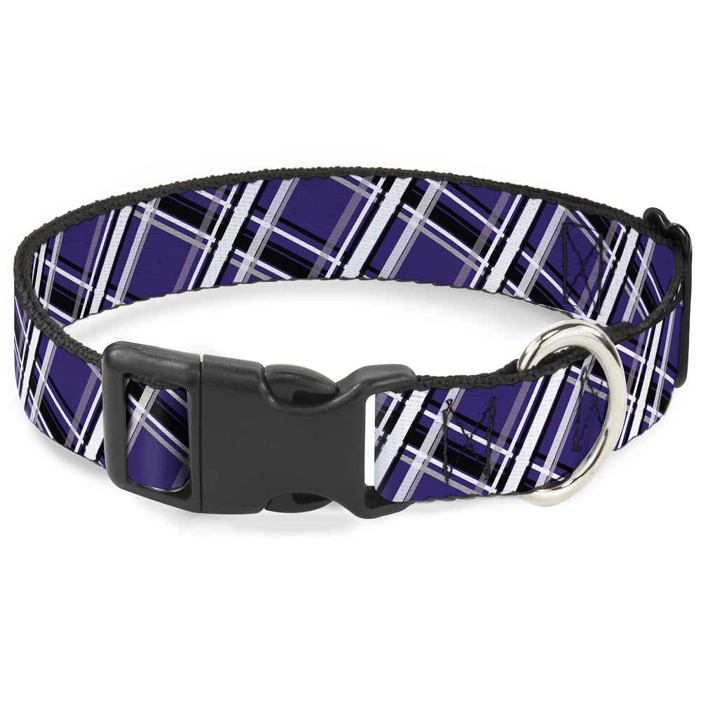 Plastic Clip Collar - Houndstooth Gray/Purple/White Plastic Clip Collars Buckle-Down
