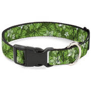 Plastic Clip Collar - Hibiscus Collage Green Shades Plastic Clip Collars Buckle-Down