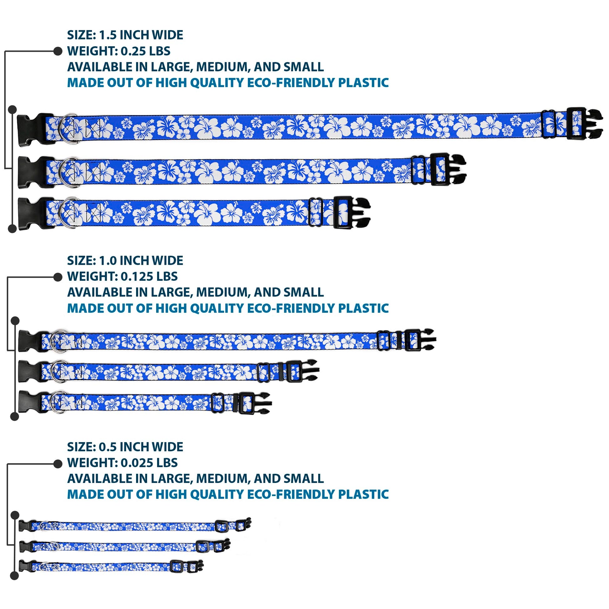 Plastic Clip Collar - Hibiscus Blue/White Plastic Clip Collars Buckle-Down