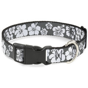Plastic Clip Collar - Hibiscus Gray/White Plastic Clip Collars Buckle-Down