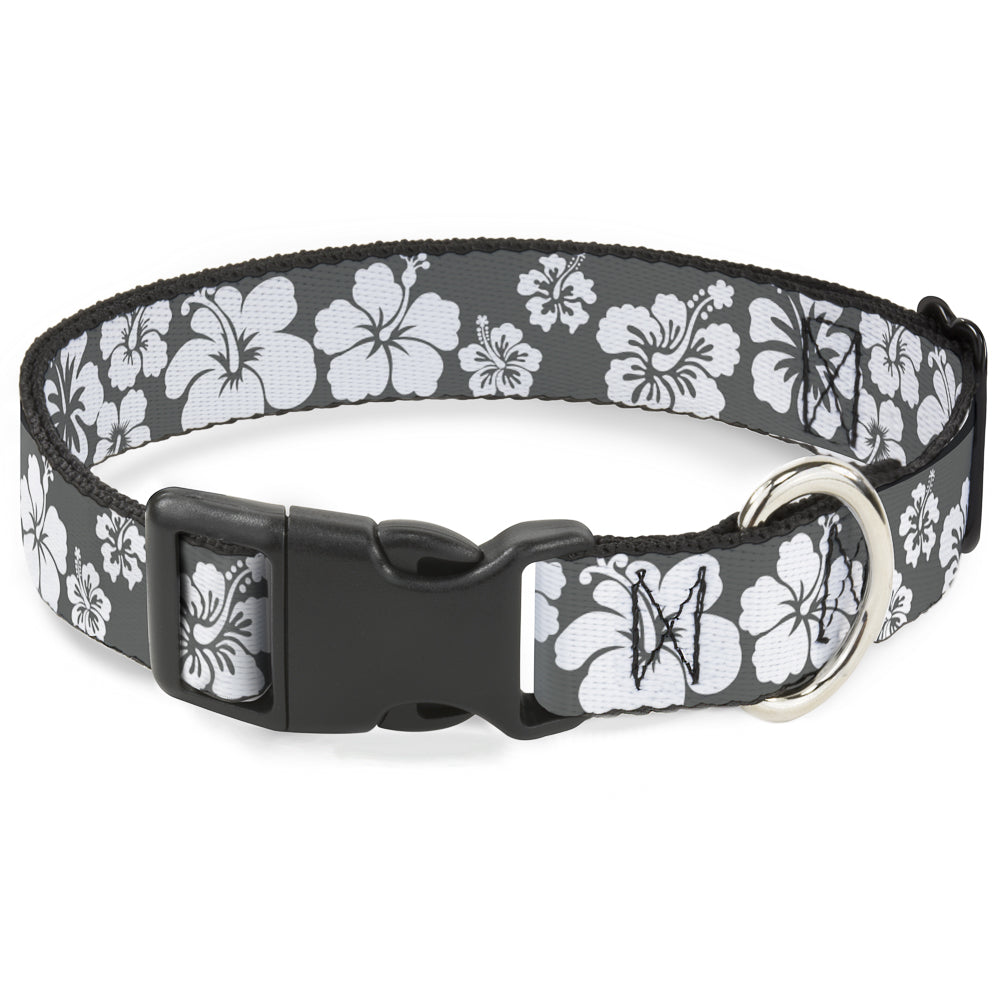 Plastic Clip Collar - Hibiscus Gray/White Plastic Clip Collars Buckle-Down