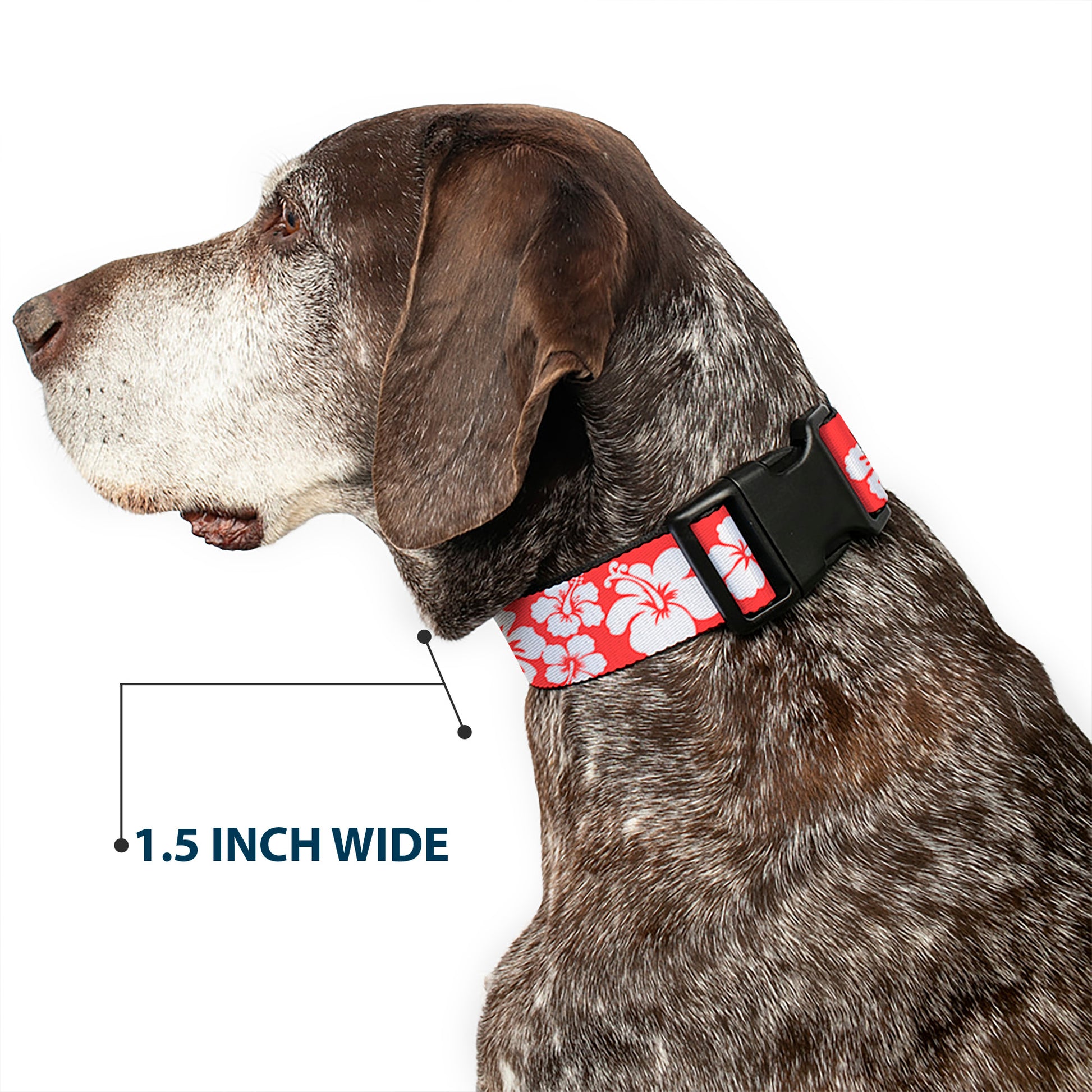 Plastic Clip Collar - Hibiscus Light Red/White Plastic Clip Collars Buckle-Down