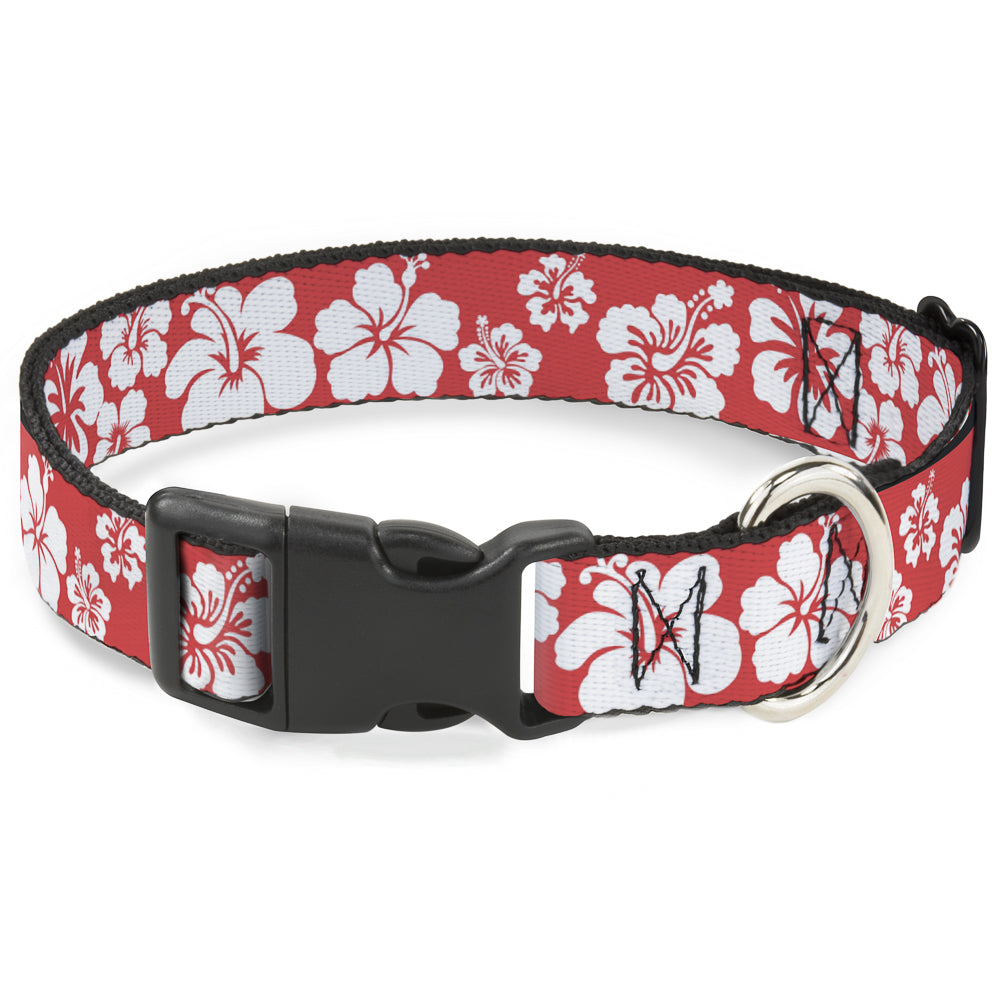 Plastic Clip Collar - Hibiscus Light Red/White Plastic Clip Collars Buckle-Down