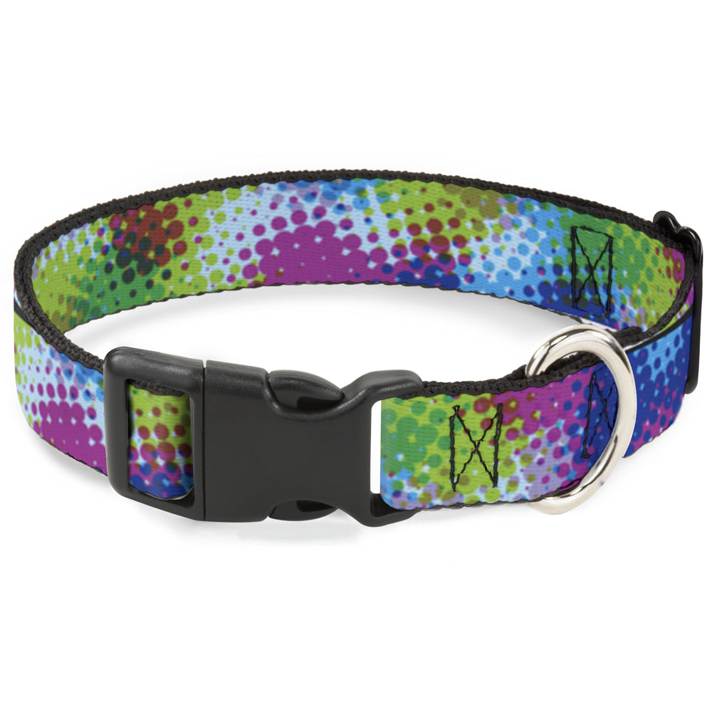 Plastic Clip Collar - Halftone Dots Light Blue/Blues/Greens/Pinks Plastic Clip Collars Buckle-Down