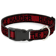 Plastic Clip Collar - HUSTLE HARDER/Stripes Weathered Red/Black Plastic Clip Collars Buckle-Down