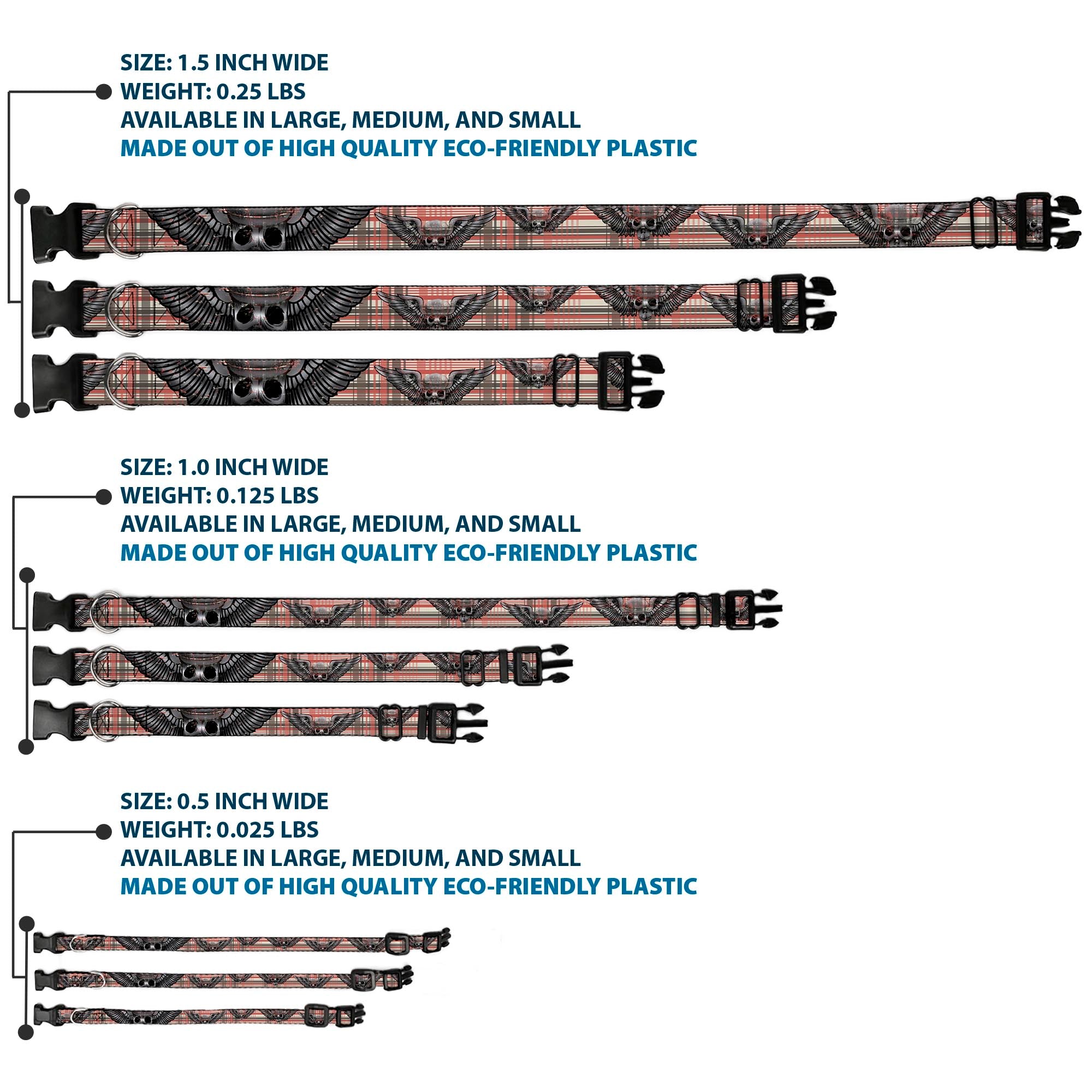 Plastic Clip Collar - Irish Skulls/Plaid Plastic Clip Collars Buckle-Down