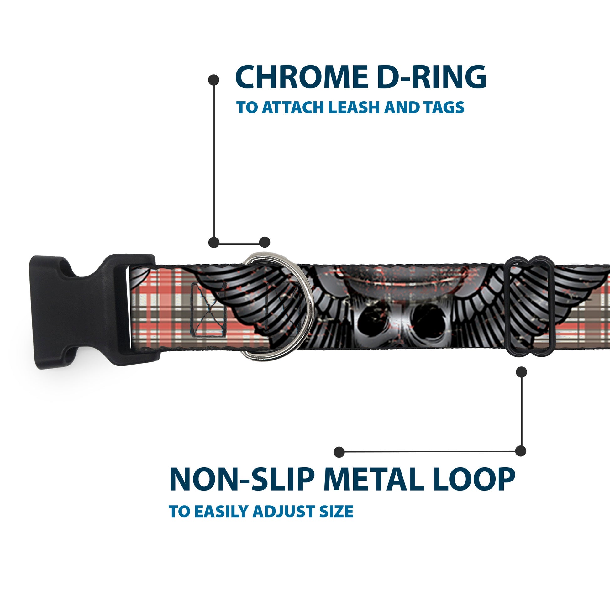 Plastic Clip Collar - Irish Skulls/Plaid Plastic Clip Collars Buckle-Down