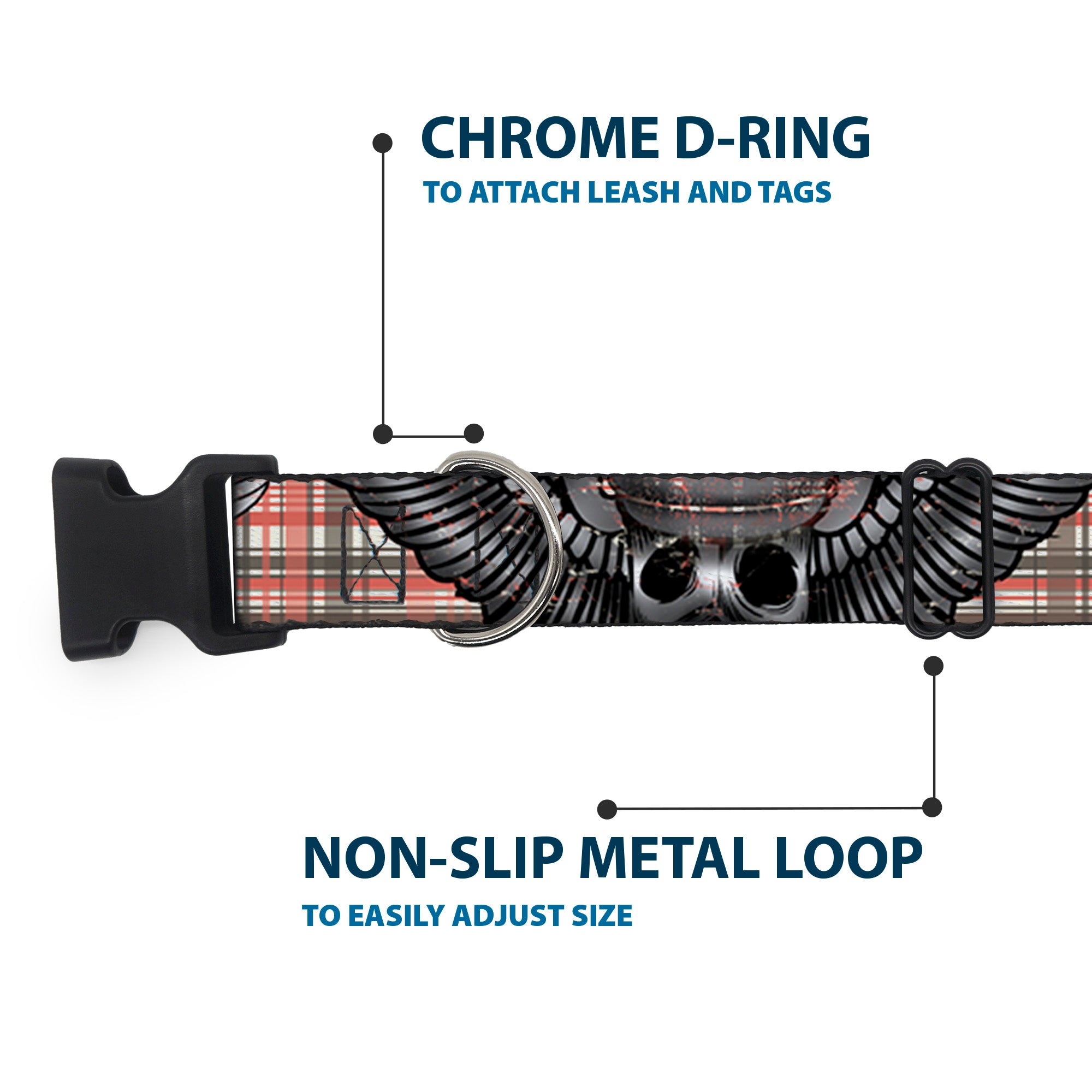 Plastic Clip Collar - Irish Skulls/Plaid Plastic Clip Collars Buckle-Down