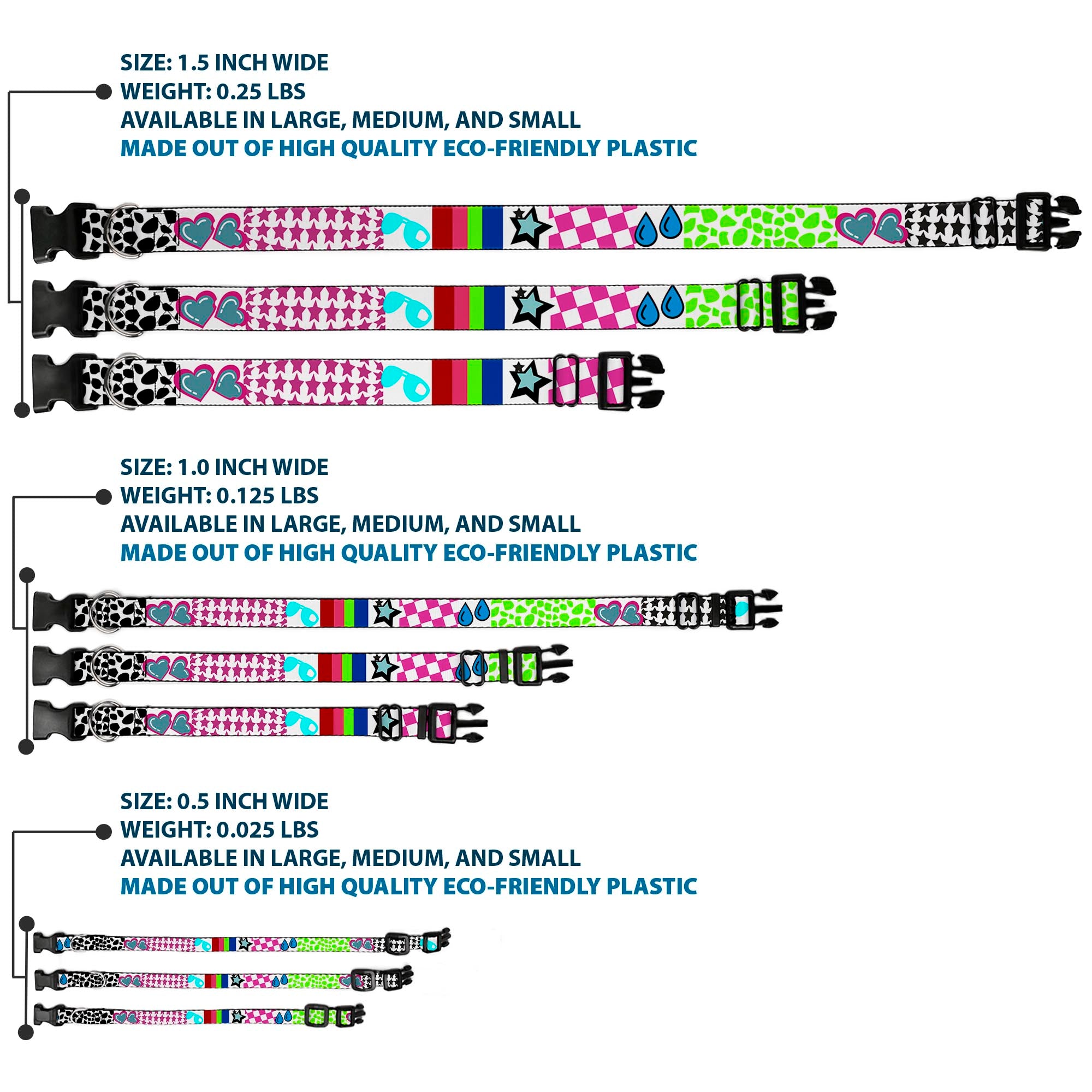 Plastic Clip Collar - Icons & Patterns 1 Plastic Clip Collars Buckle-Down