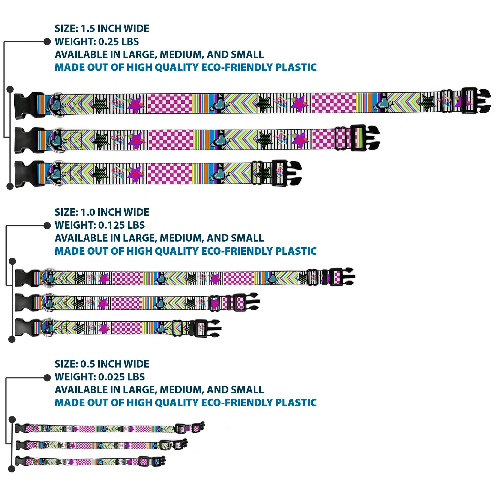 Plastic Clip Collar - Icons & Patterns 2 Plastic Clip Collars Buckle-Down