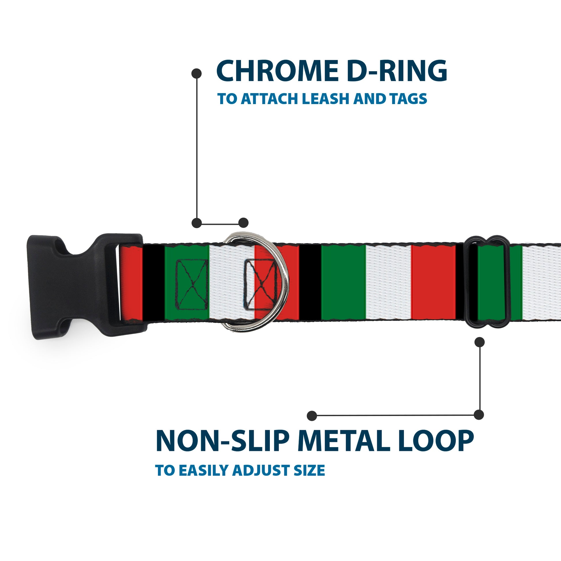 Plastic Clip Collar - Italy Flags Plastic Clip Collars Buckle-Down
