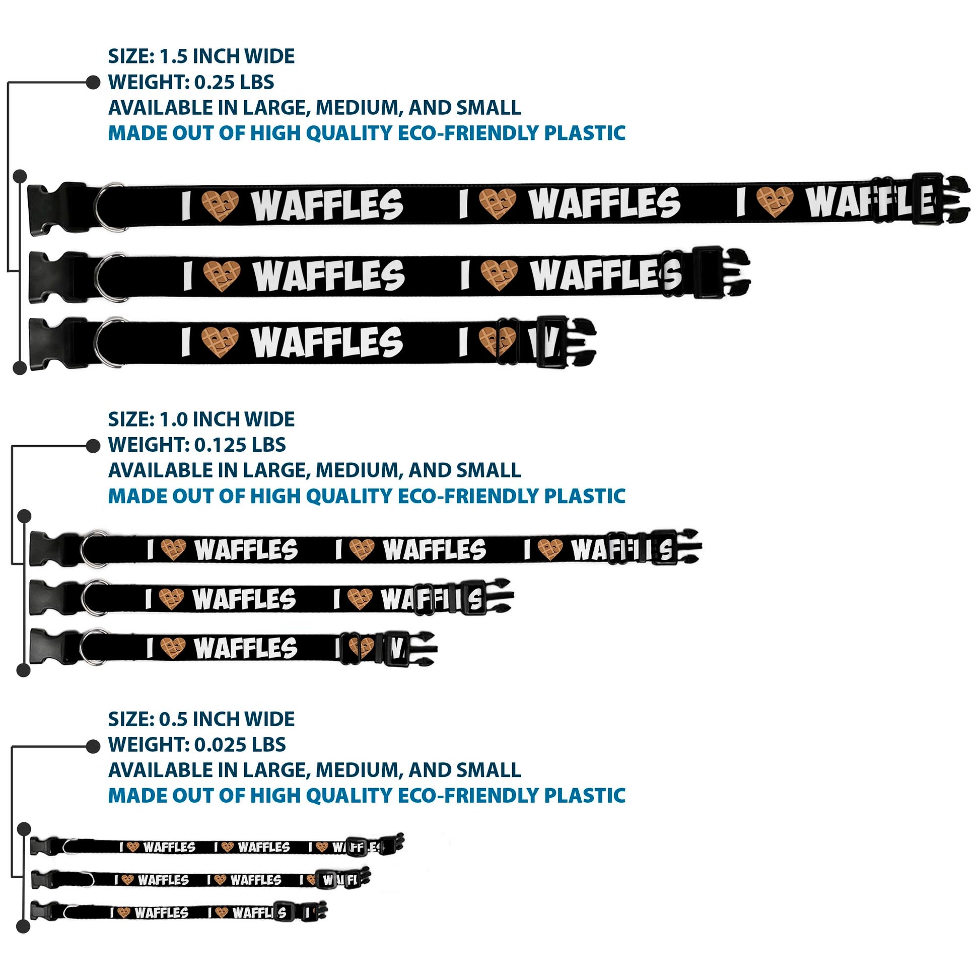 Plastic Clip Collar - I Heart Waffles Text Plastic Clip Collars Buckle-Down