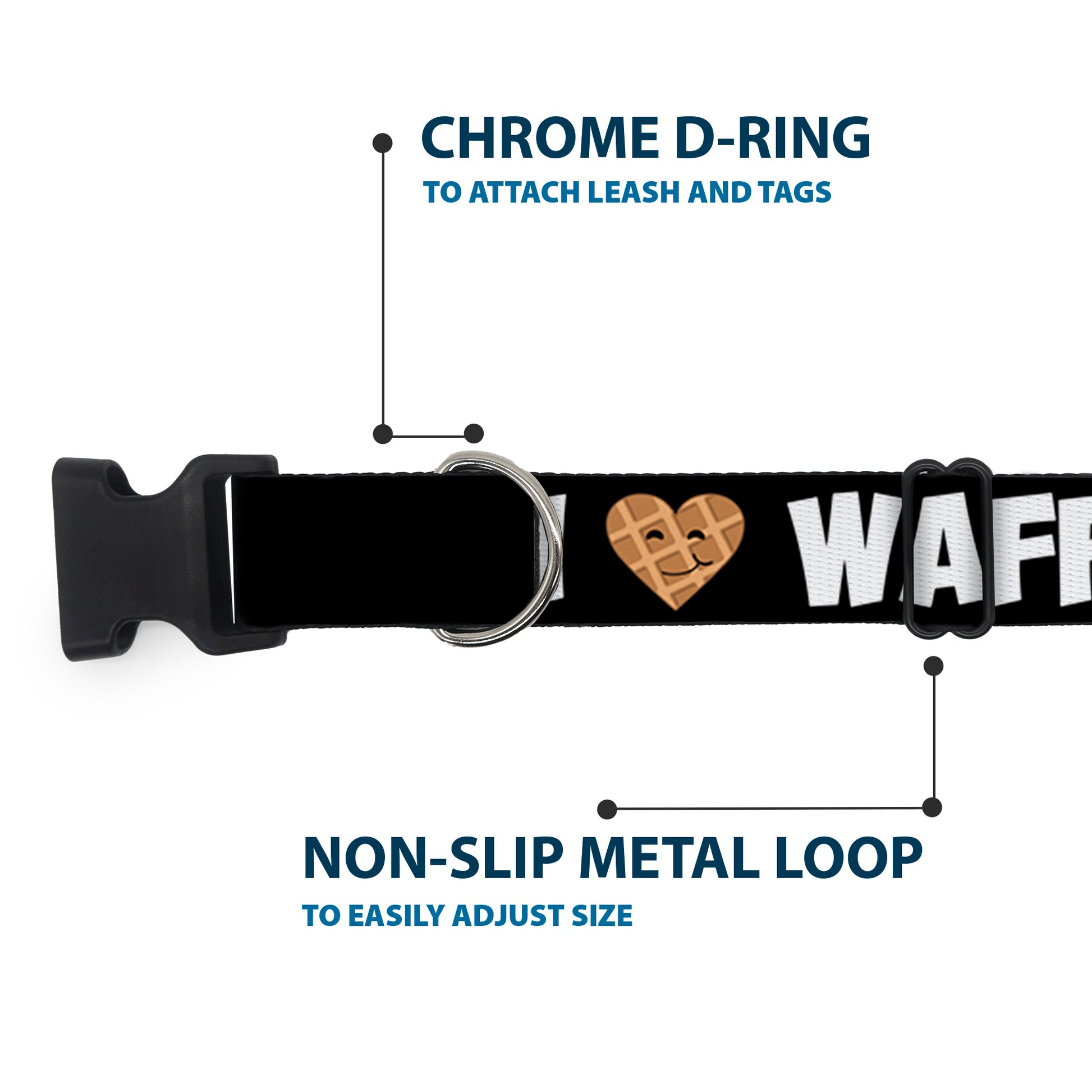 Plastic Clip Collar - I Heart Waffles Text Plastic Clip Collars Buckle-Down