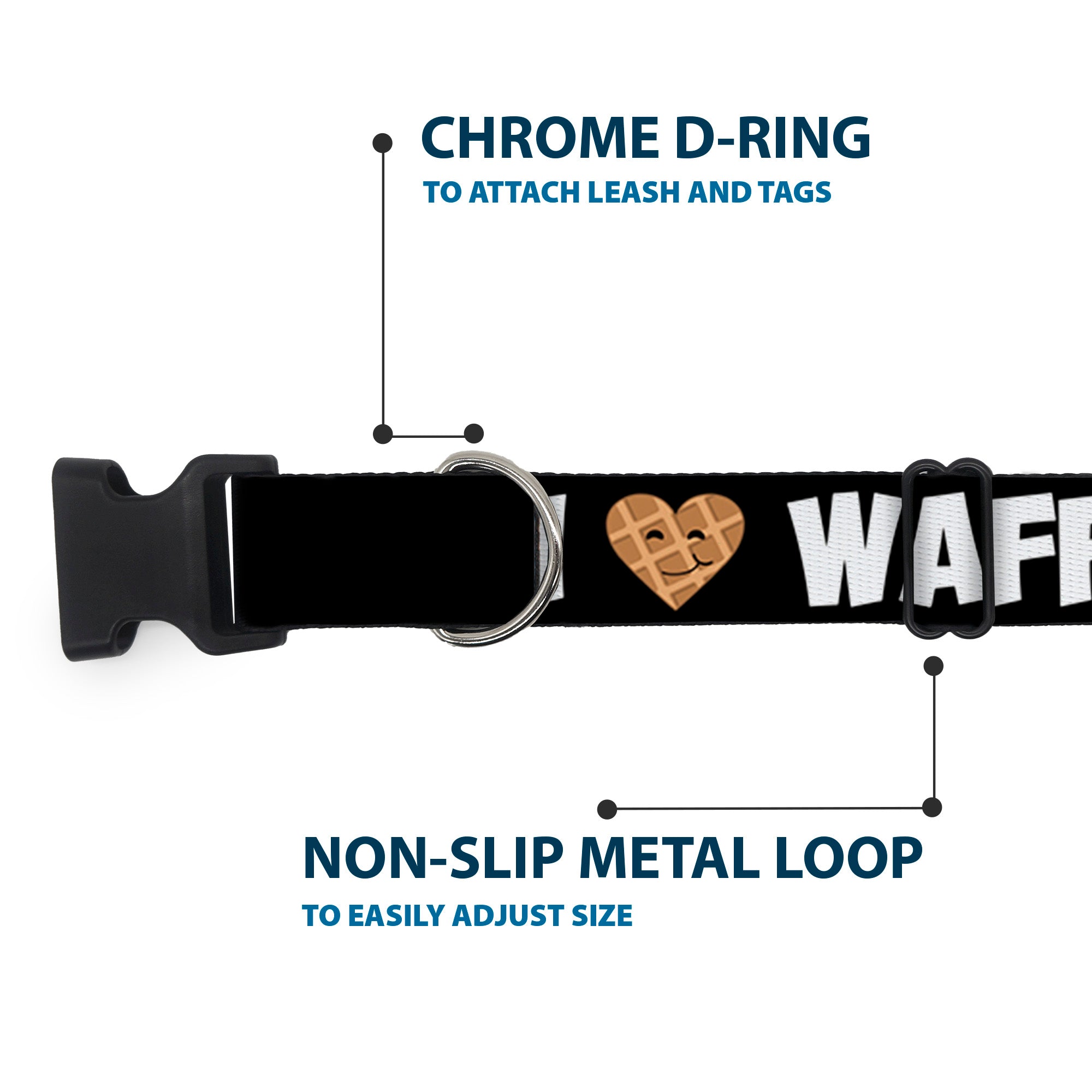 Plastic Clip Collar - I Heart Waffles Text Plastic Clip Collars Buckle-Down