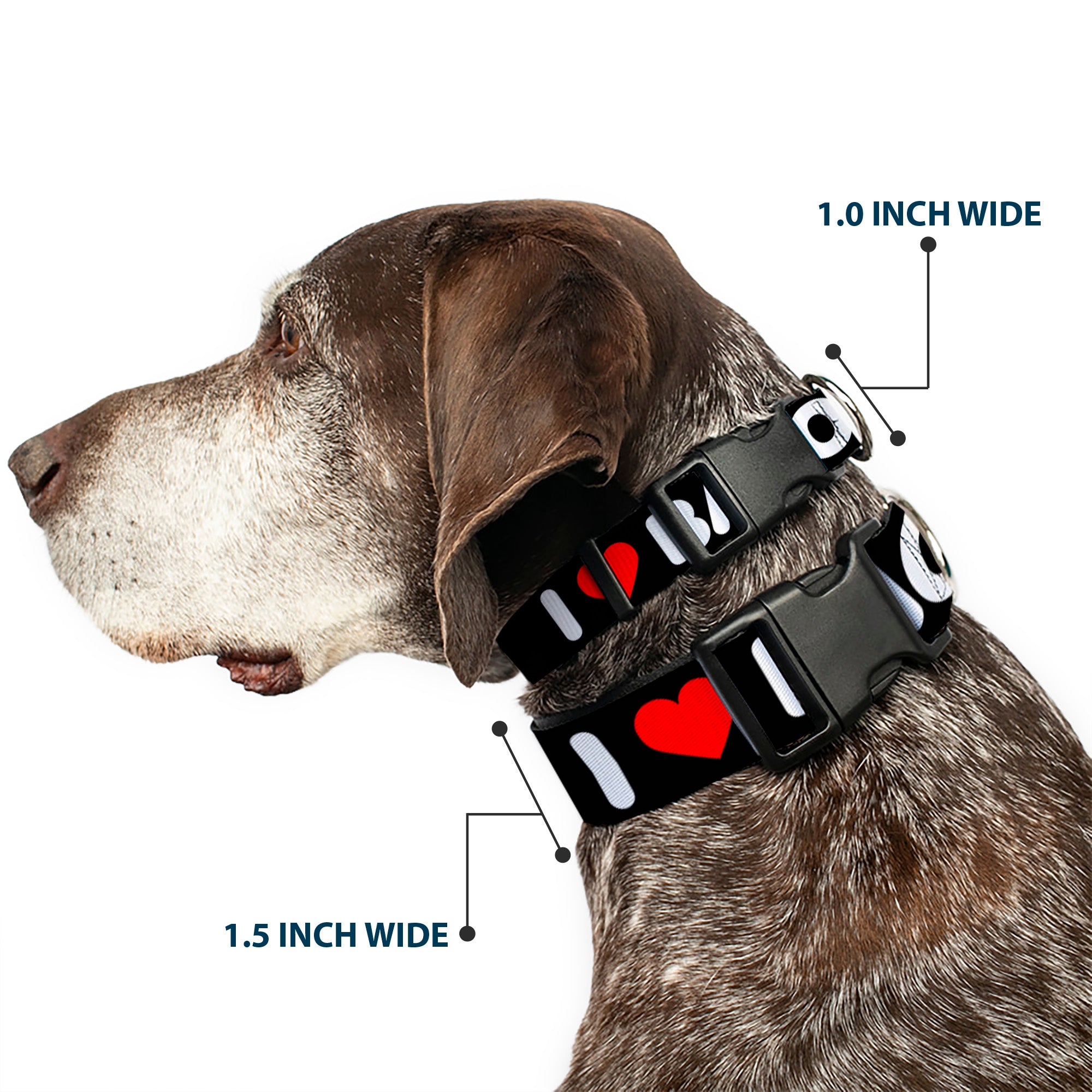 Plastic Clip Collar - I HEART BACON Text Plastic Clip Collars Buckle-Down