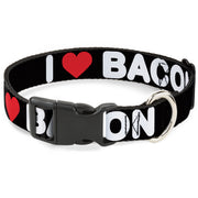 Plastic Clip Collar - I HEART BACON Text Plastic Clip Collars Buckle-Down