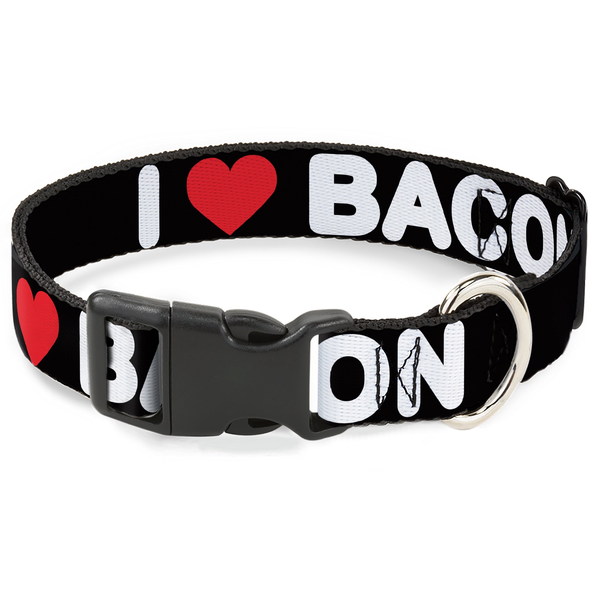 Plastic Clip Collar - I HEART BACON Text Plastic Clip Collars Buckle-Down