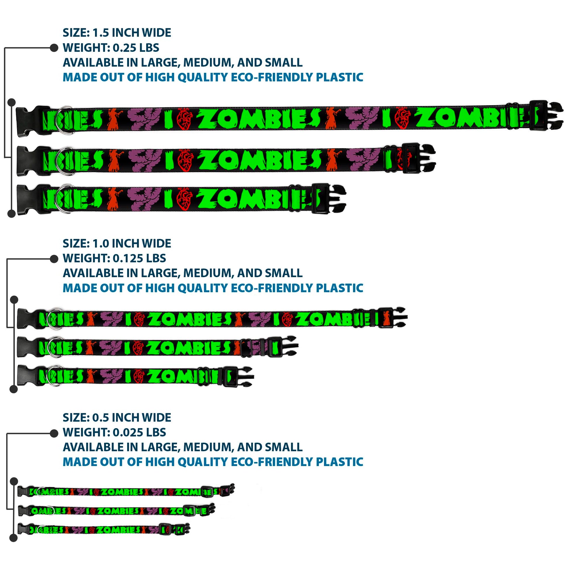 Plastic Clip Collar - I Heart Zombies Plastic Clip Collars Buckle-Down