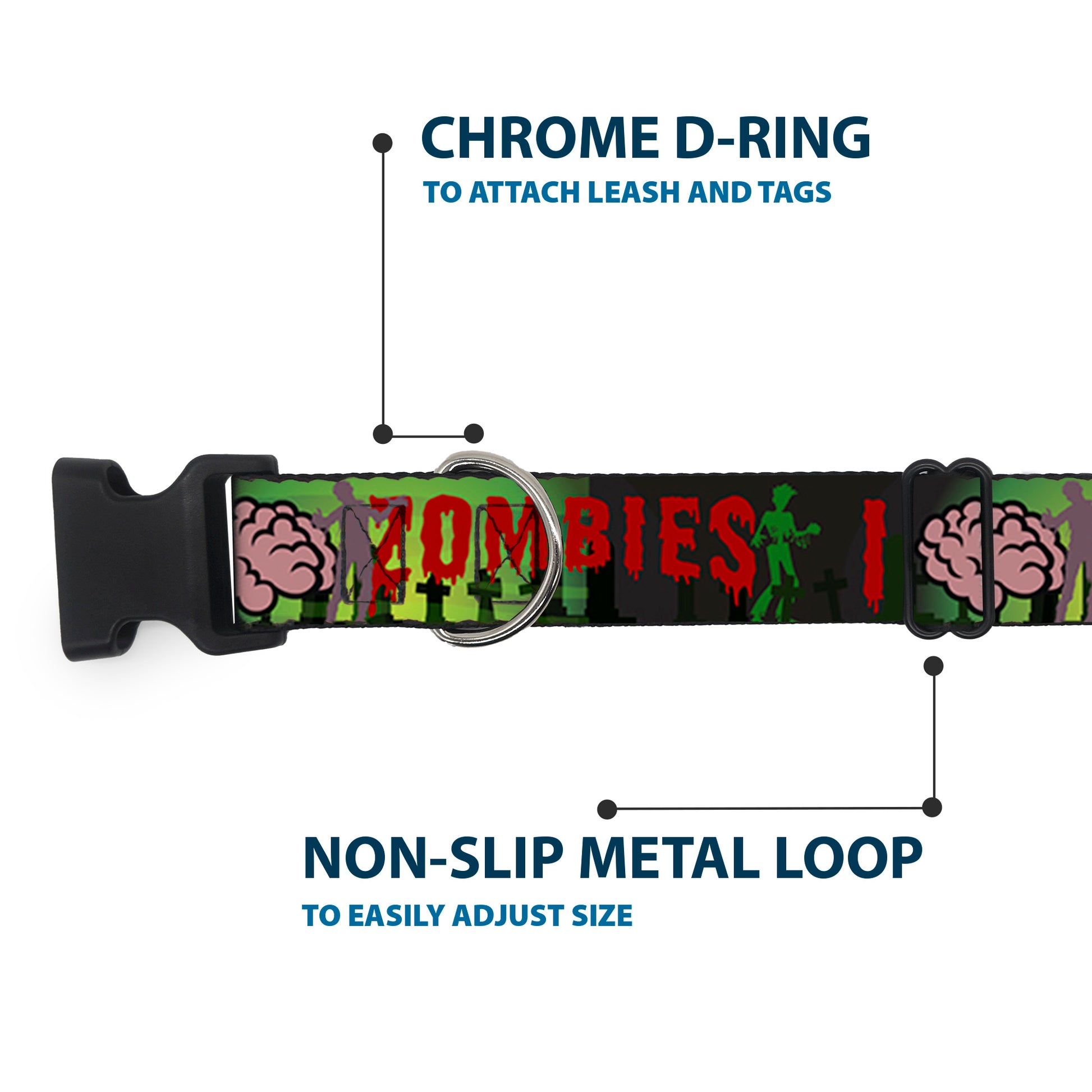 Plastic Clip Collar - I "Brain" ZOMBIES Plastic Clip Collars Buckle-Down