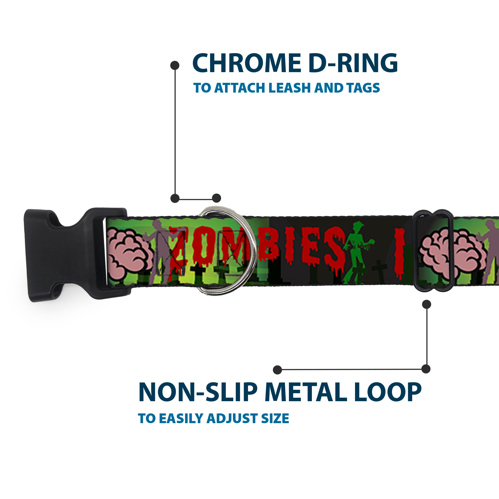 Plastic Clip Collar - I "Brain" ZOMBIES Plastic Clip Collars Buckle-Down