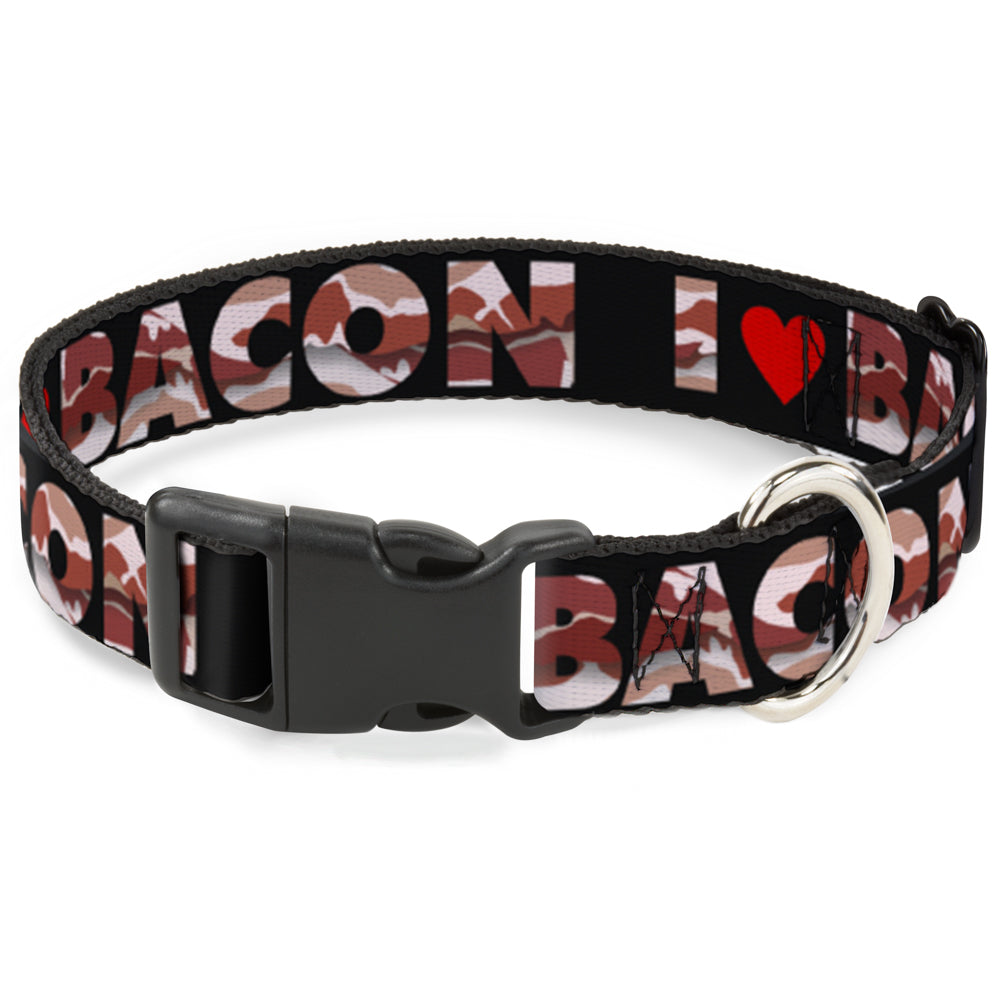 Plastic Clip Collar - I "Heart" BACON Black/Bacon Plastic Clip Collars Buckle-Down