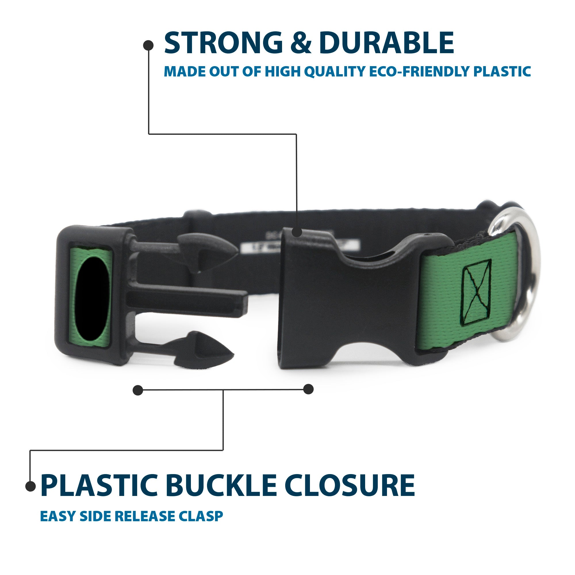 Plastic Clip Collar - I "Heart" PANDAS Green/White/Black/Pink Plastic Clip Collars Buckle-Down