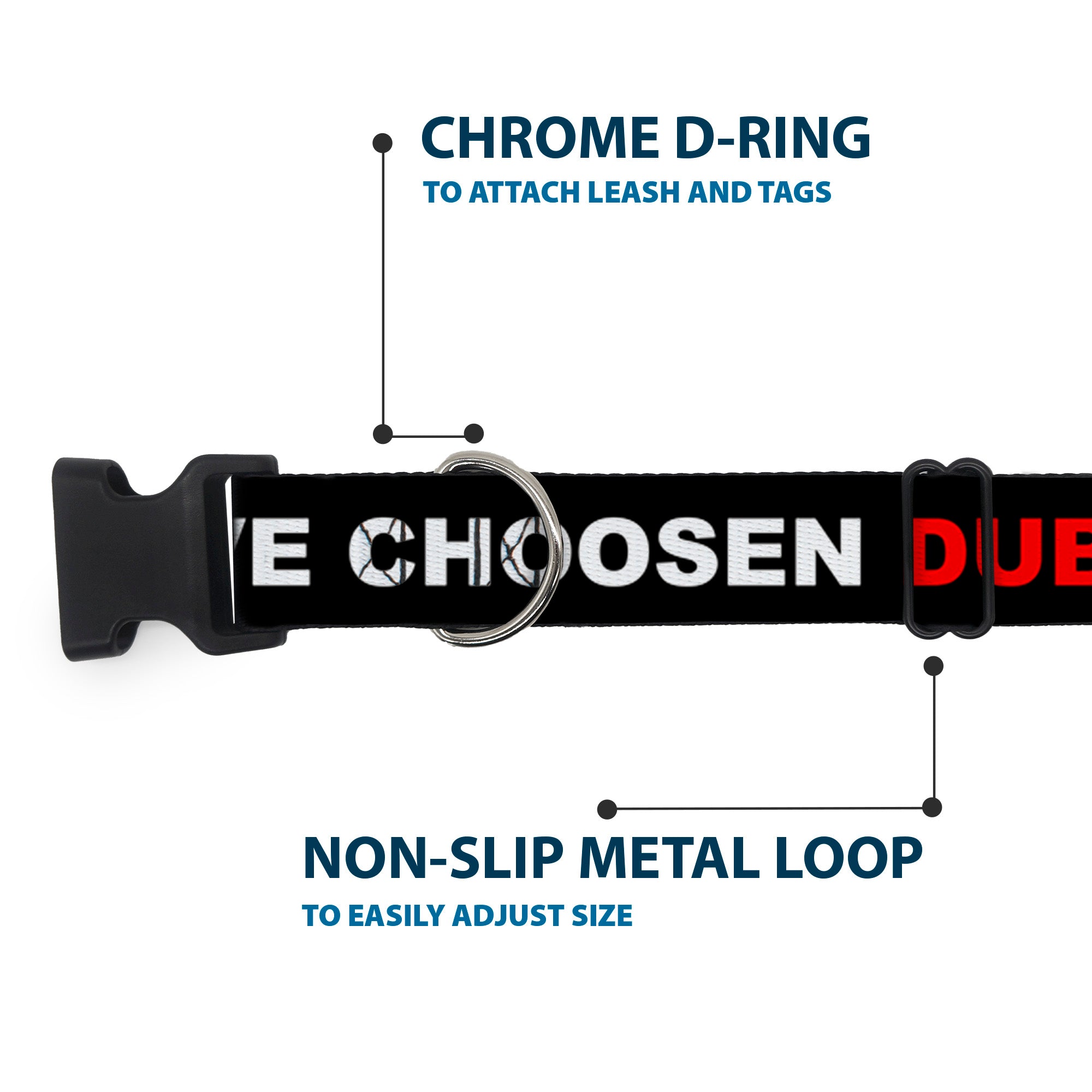 Plastic Clip Collar - I LOVE YOU BUT I'VE CHOSEN DUBSTEP Black/White/Red Plastic Clip Collars Buckle-Down