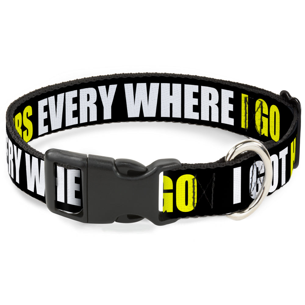 Plastic Clip Collar - I GOT HATERS EVERYWHERE Black/White/Yellow Plastic Clip Collars Buckle-Down