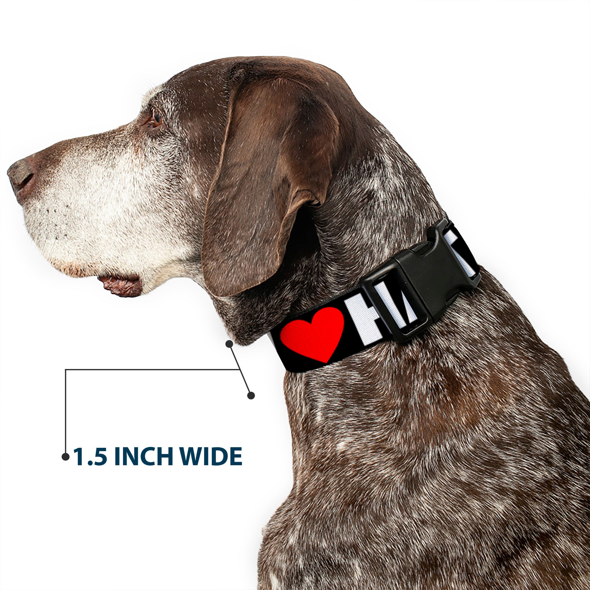 Plastic Clip Collar - I "Heart" HATERS Black/White/Red Plastic Clip Collars Buckle-Down