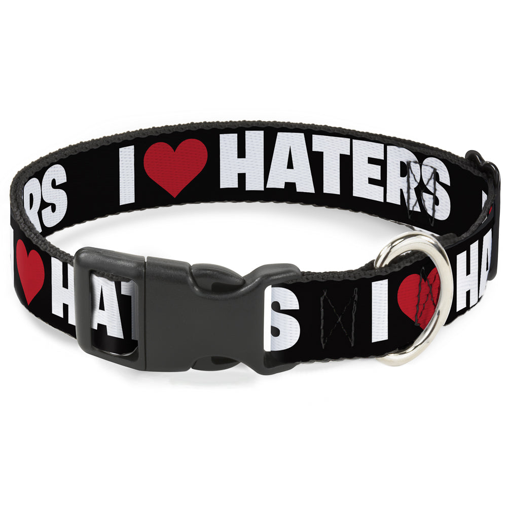 Plastic Clip Collar - I "Heart" HATERS Black/White/Red Plastic Clip Collars Buckle-Down
