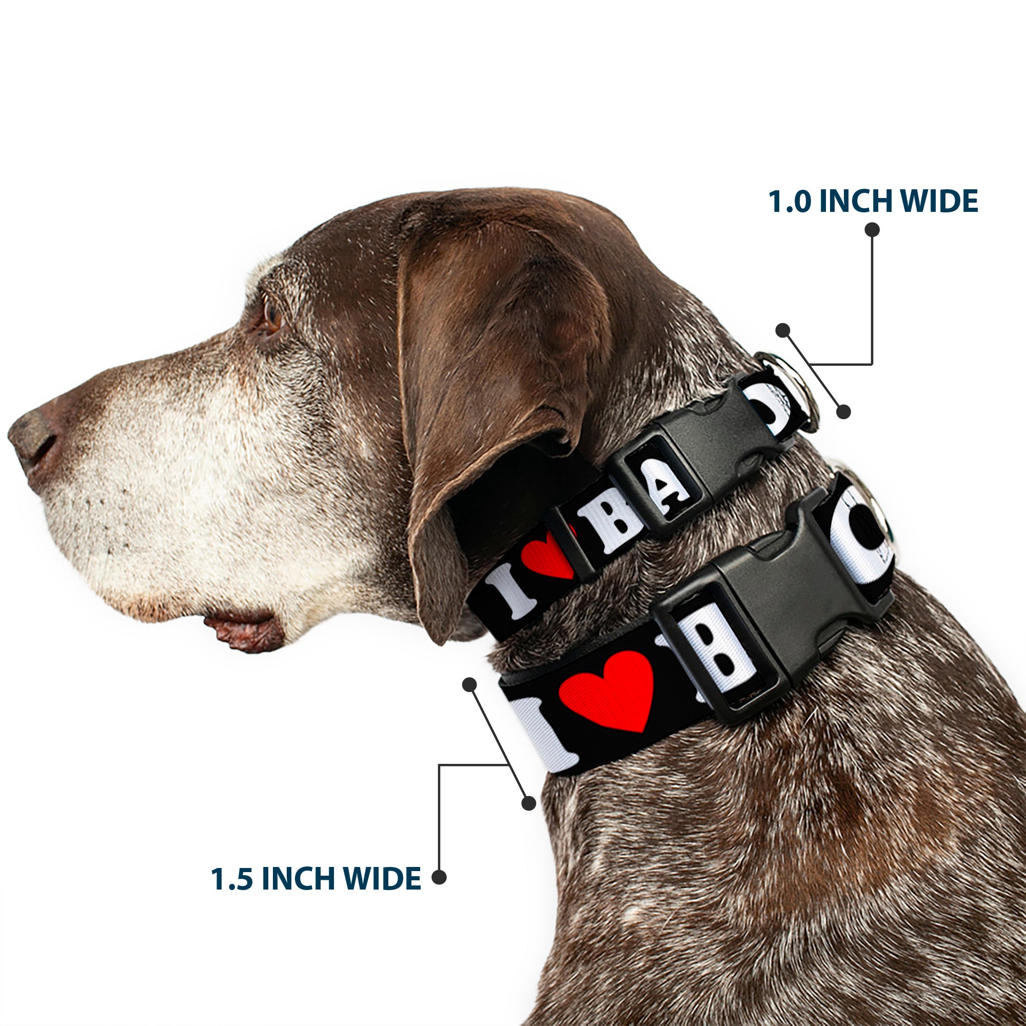 Plastic Clip Collar - I "HEART" BACON Black/White/Red Plastic Clip Collars Buckle-Down