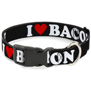 Plastic Clip Collar - I "HEART" BACON Black/White/Red Plastic Clip Collars Buckle-Down