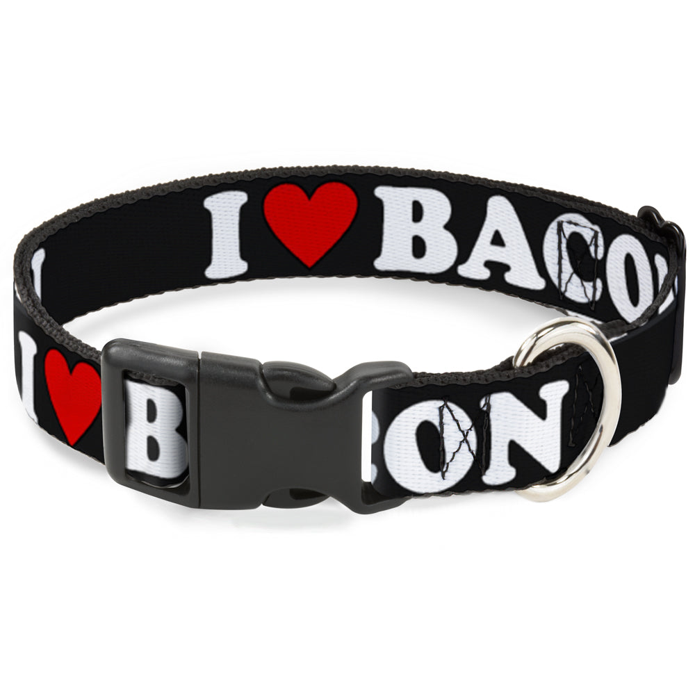 Plastic Clip Collar - I "HEART" BACON Black/White/Red Plastic Clip Collars Buckle-Down