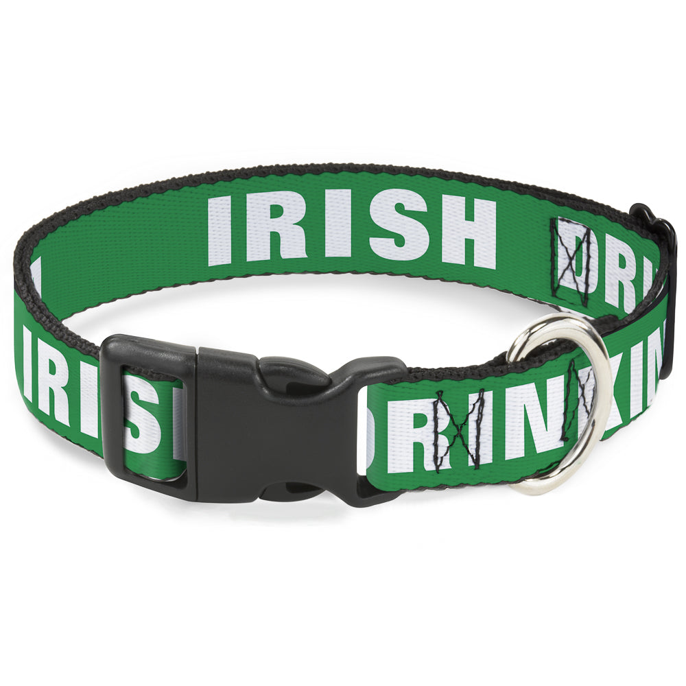 Buckle-Down Plastic Buckle Dog Collar - IRISH DRINKING TEAM Green/White Plastic Clip Collars Buckle-Down