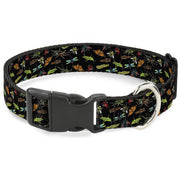 Plastic Clip Collar - Insects Scattered Black Plastic Clip Collars Buckle-Down