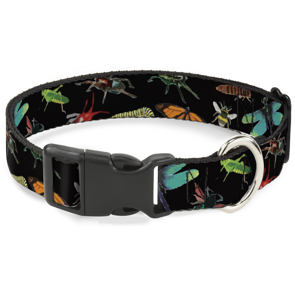 Plastic Clip Collar - Insects Scattered CLOSE-UP Black Plastic Clip Collars Buckle-Down